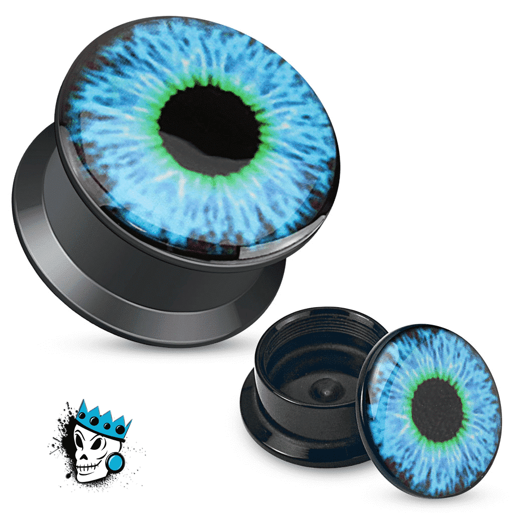 Blue Eyeball Plugs (0 gauge 1 inch) King's Body Jewelry