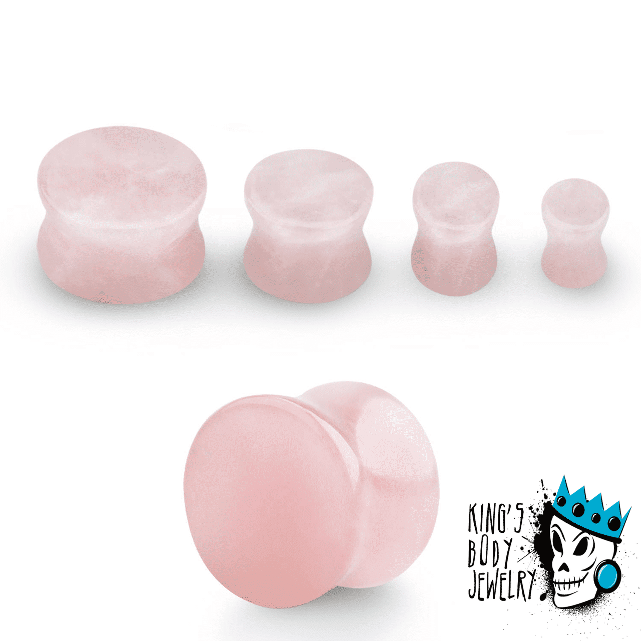 Rose Quartz Double Flared Plugs (8 gauge - 2 3/4 inch)