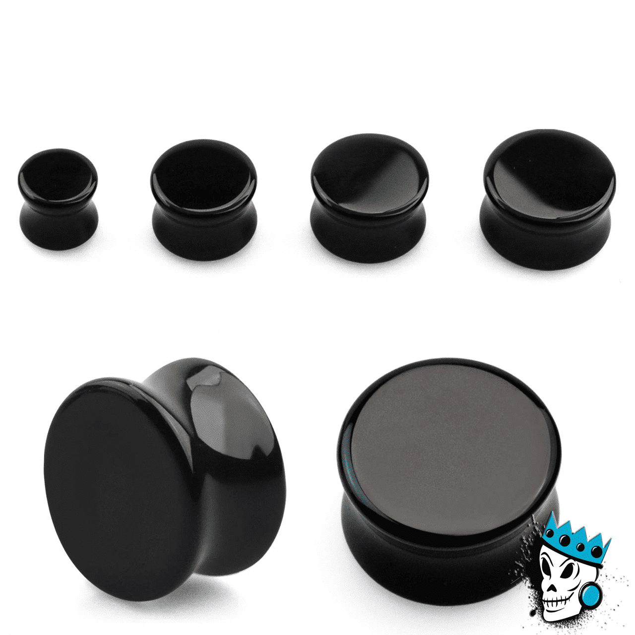 Onyx Convex Stone Plugs (6 gauge - 1 inch)