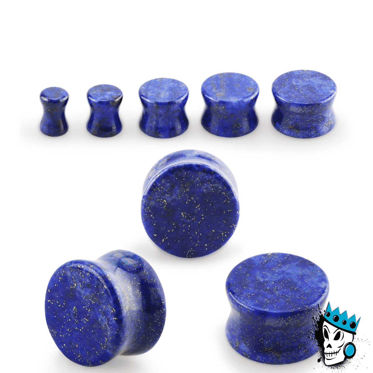 Lapis Lazuli Double Flare Stone Plugs (6 gauge - 1 inch)