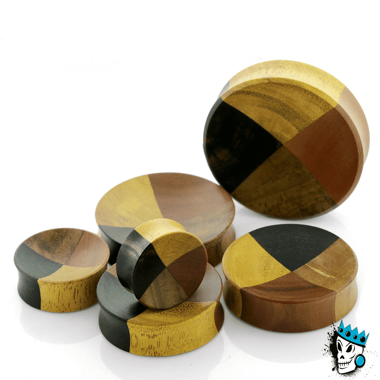 Four Wood Concave Plugs (1 inch - 2 inch)