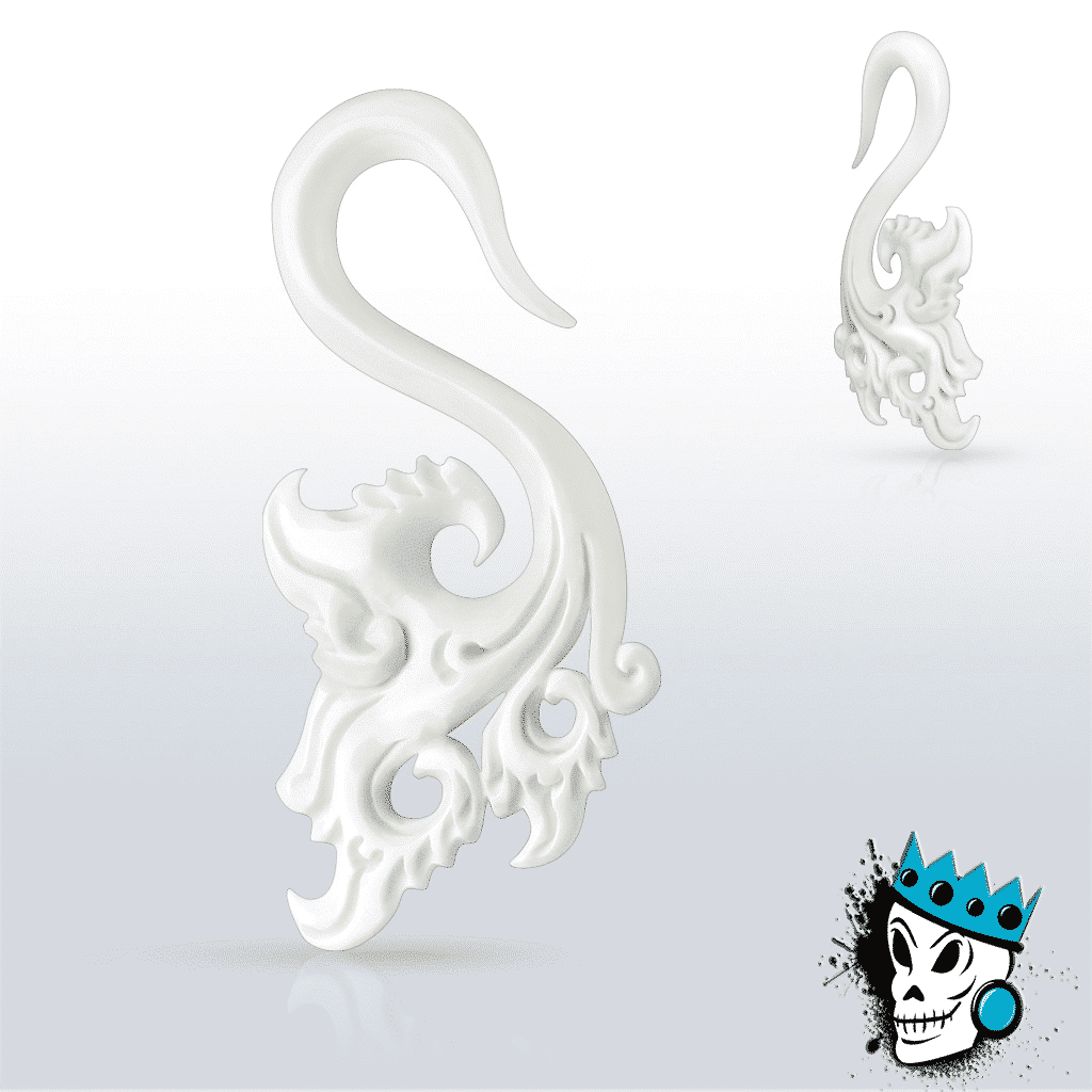 Bone Balinese Floral Ornate Hooks (10 gauge - 4 gauge)