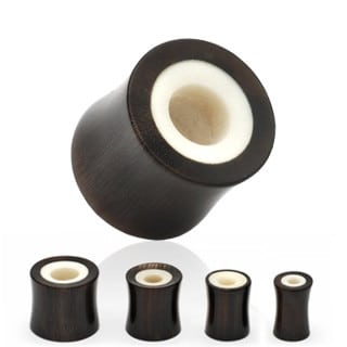 Buffalo Horn with Inlay Bone Eyelets (2 gauge - 1 inch)