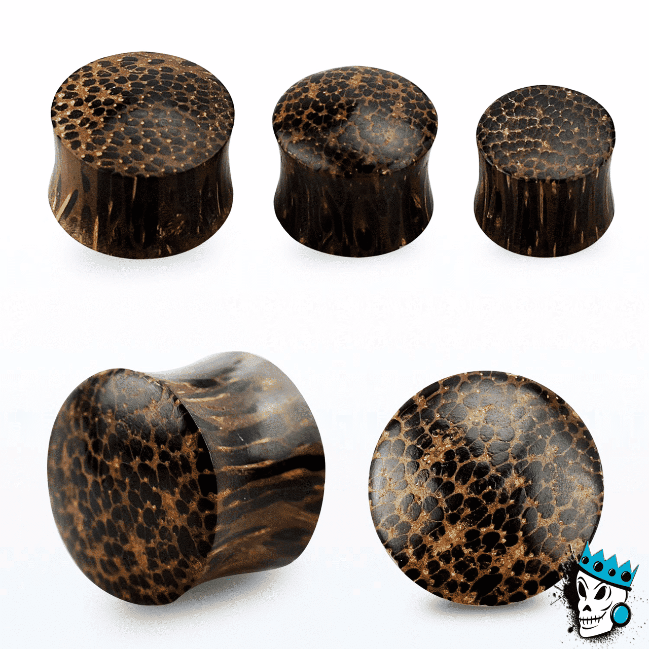 Palm Wood Convex Plugs - (8 gauge - 1 inch)