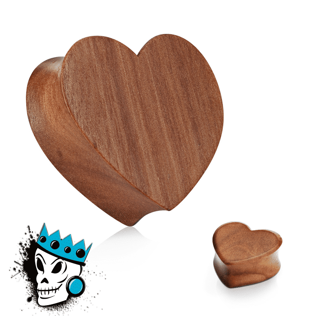 Red Cherry Wood Heart Plugs (0 gauge - 1 inch)