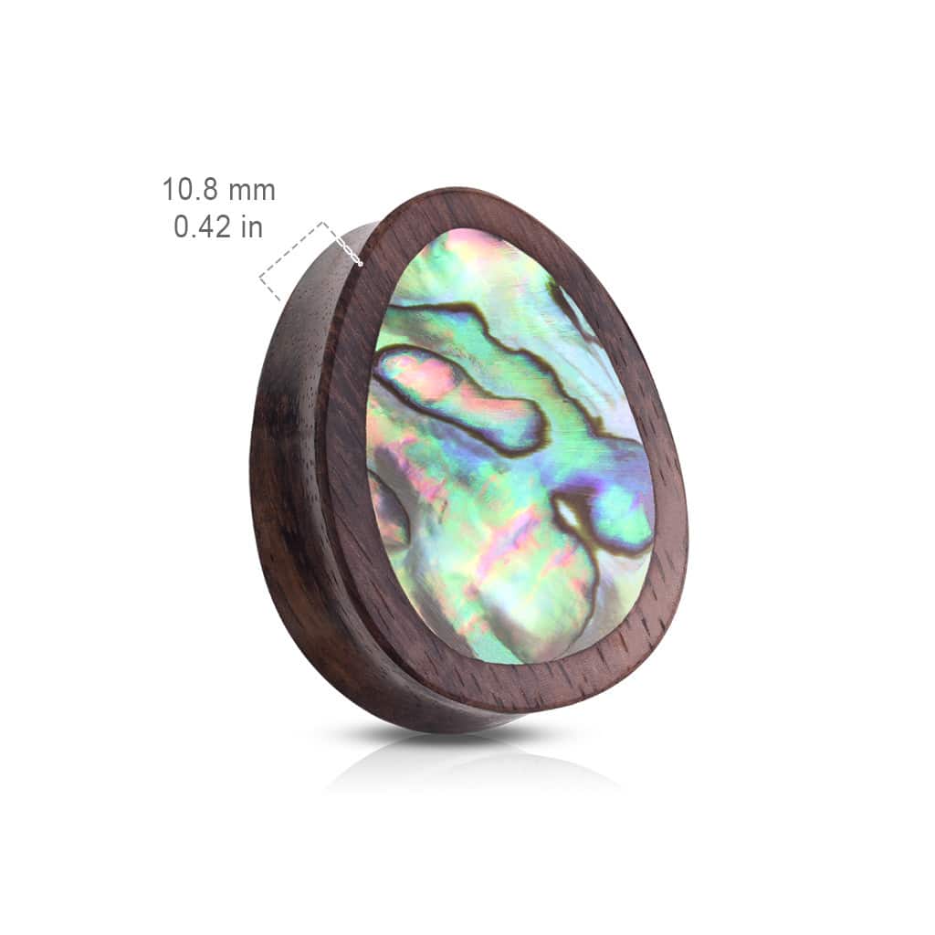 Sono Wood Oval Plugs with an Abalone Shell Inlay (0 gauge - 1 inch)