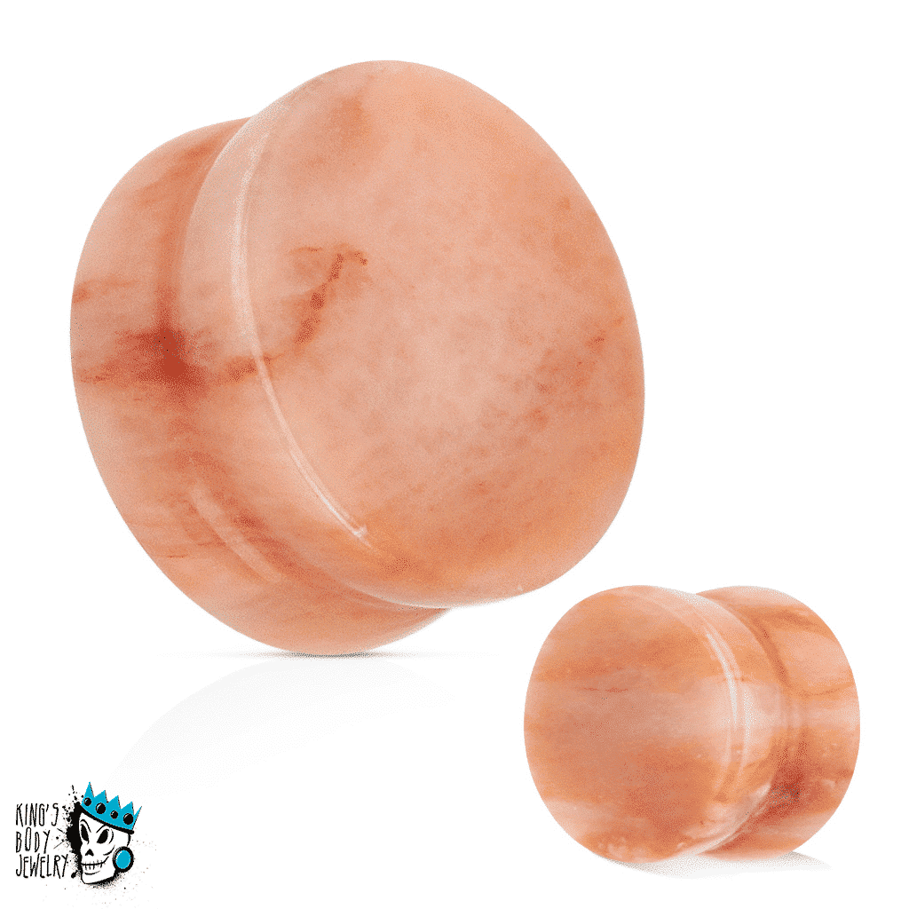 Peach Jade Double Flare Plugs (8 gauge - 1 inch)