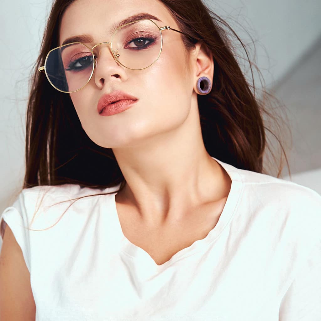 Amethyst Stone Concave Tunnels (2 gauge - 1 inch)