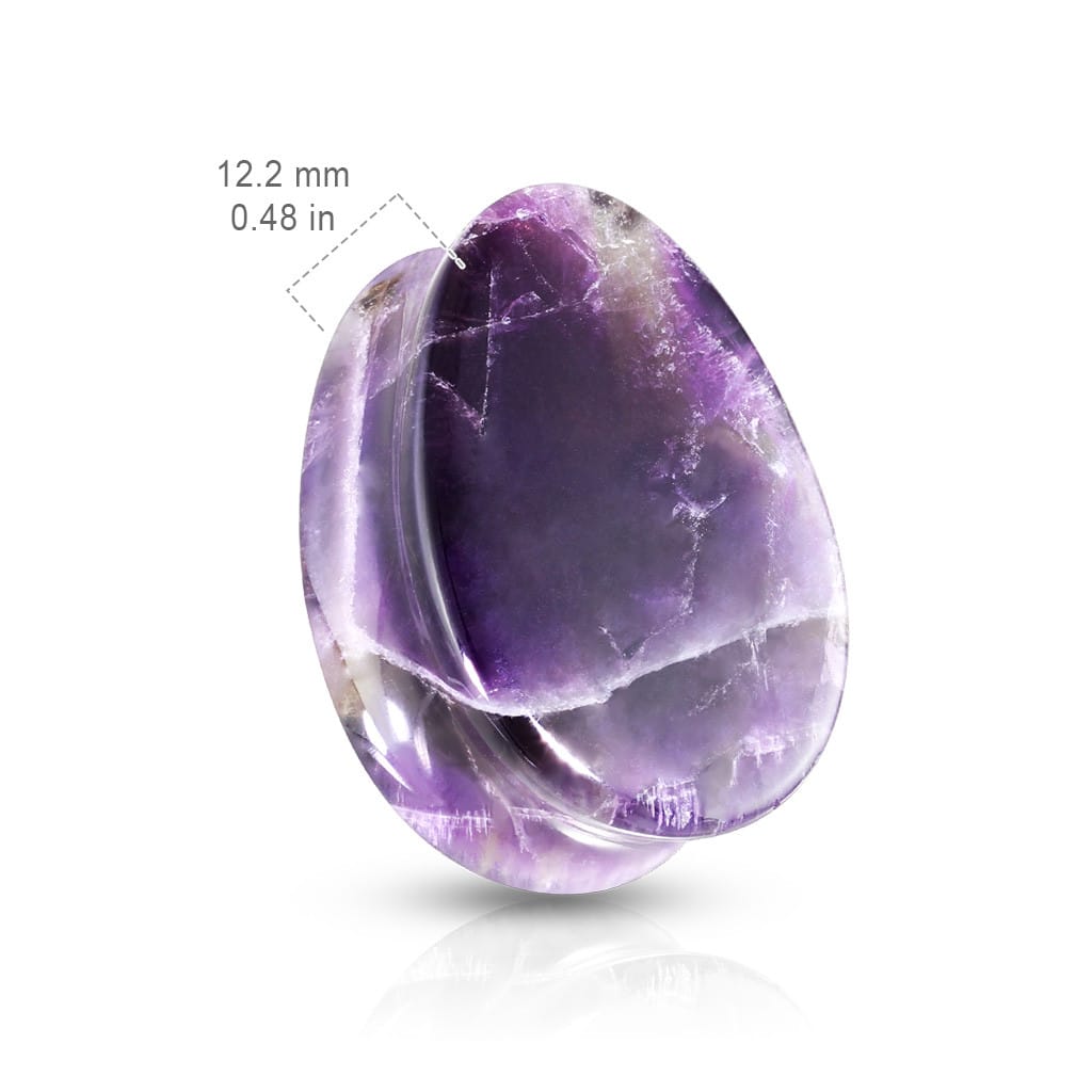 Amethyst Teardrop Double Flare Stone Plugs (2 gauge - 1 inch)