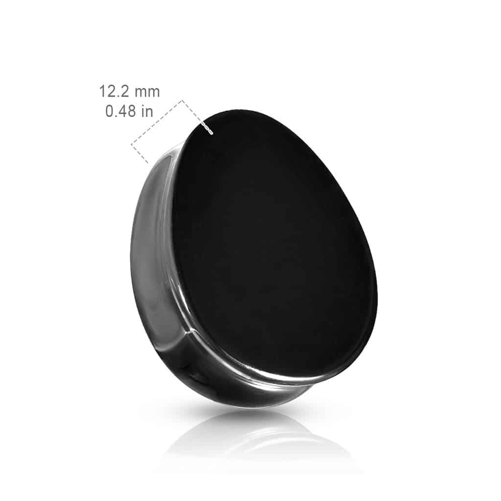 Black Agate Teardrop Double Flare Stone Plugs (2 gauge - 1 inch)