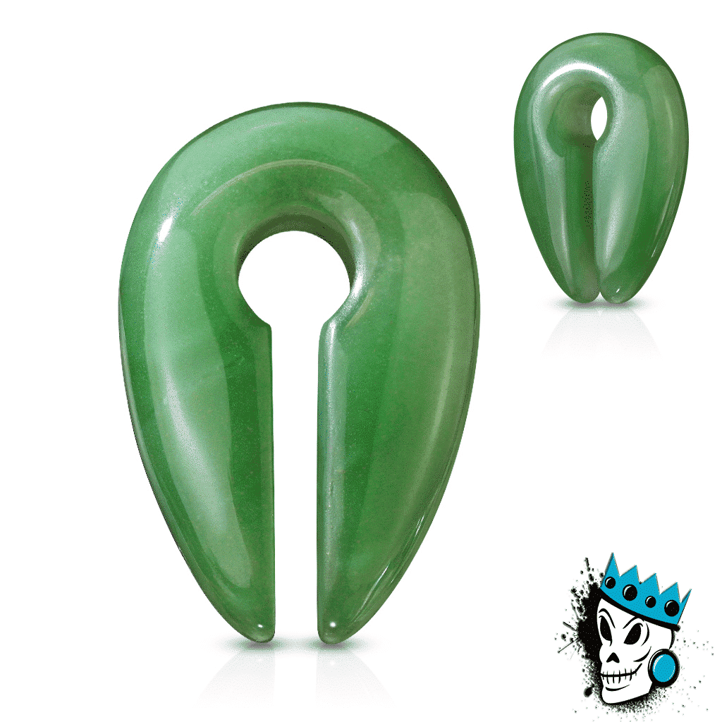Green Jade Stone Keyhole Weights (0 gauge - 5/8 inch)