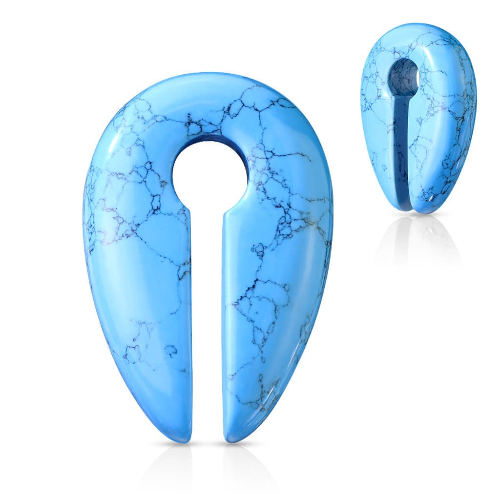 Turquoise Stone Keyhole Weights (0 gauge - 5/8 inch)