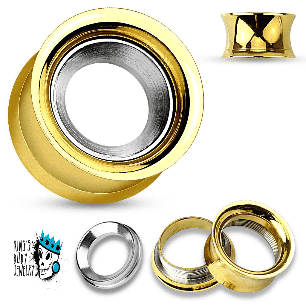 Gold Steel Inlay Eyelets (00 gauge - 1 inch)