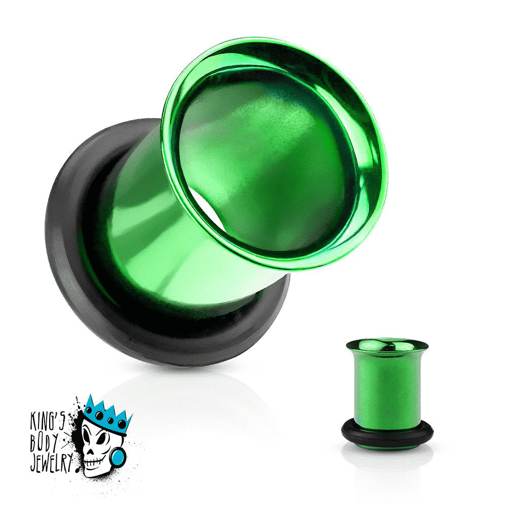 Green Steel Single Flare Tunnels (10 gauge - 1/2 inch)
