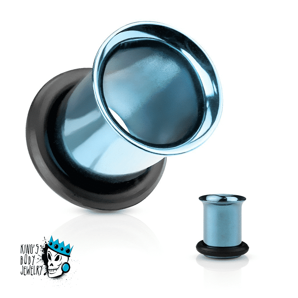 Light Blue Steel Single Flare Tunnels (10 gauge - 00 gauge)