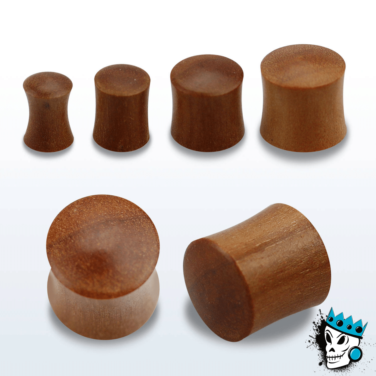 Teak Wood Double Flare Plugs (8 gauge - 1 inch)