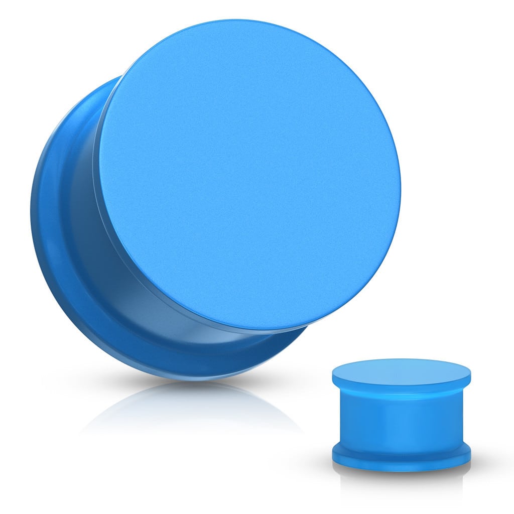 Blue Solid Silicone Plugs (8 gauge - 1 inch)