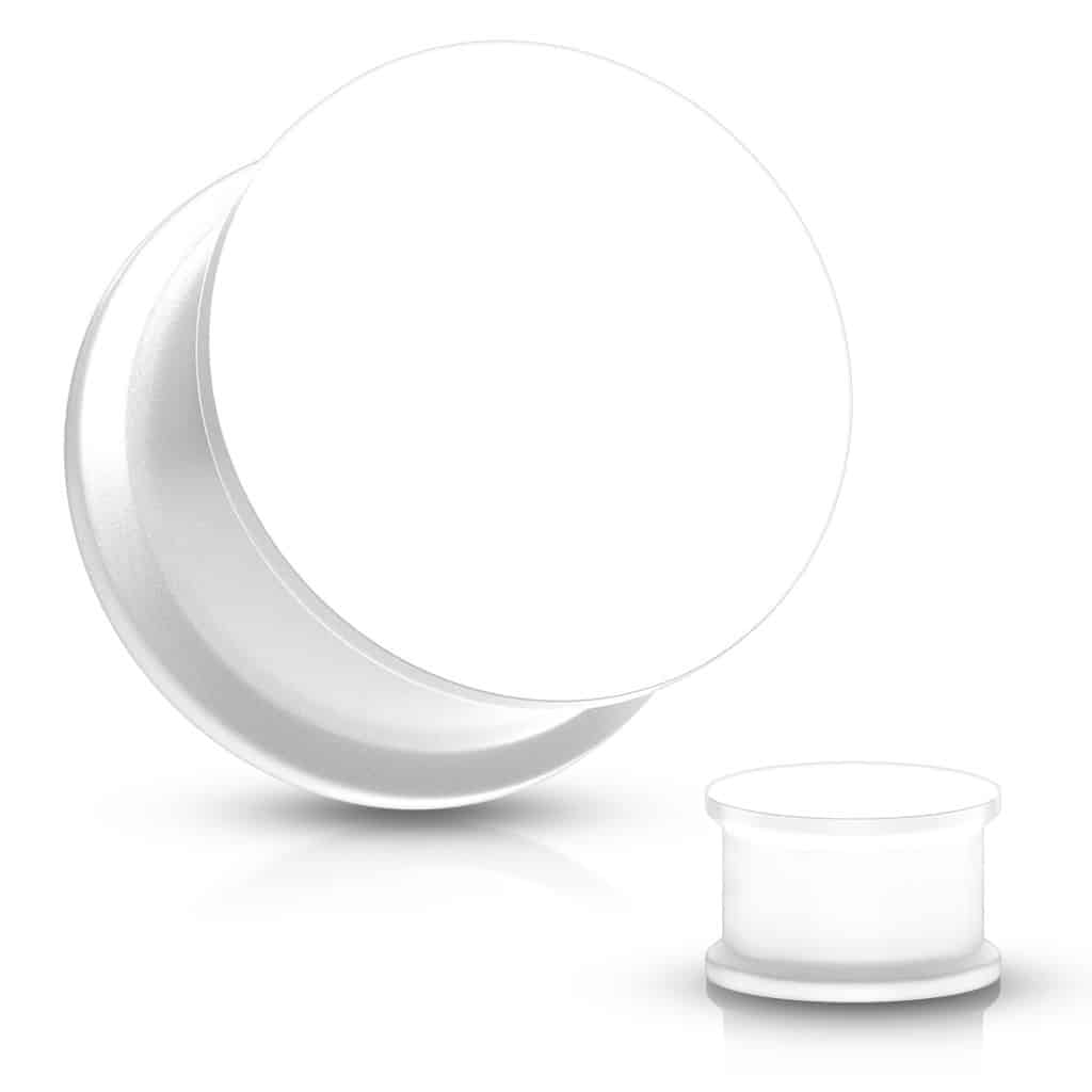 White Solid Silicone Plugs (8 gauge - 2 inch)