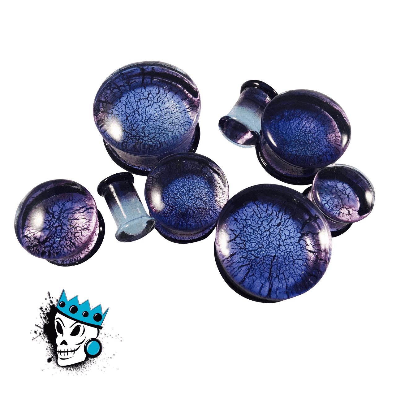 Purple Metallic Glass Plugs (2 gauge - 1 inch)