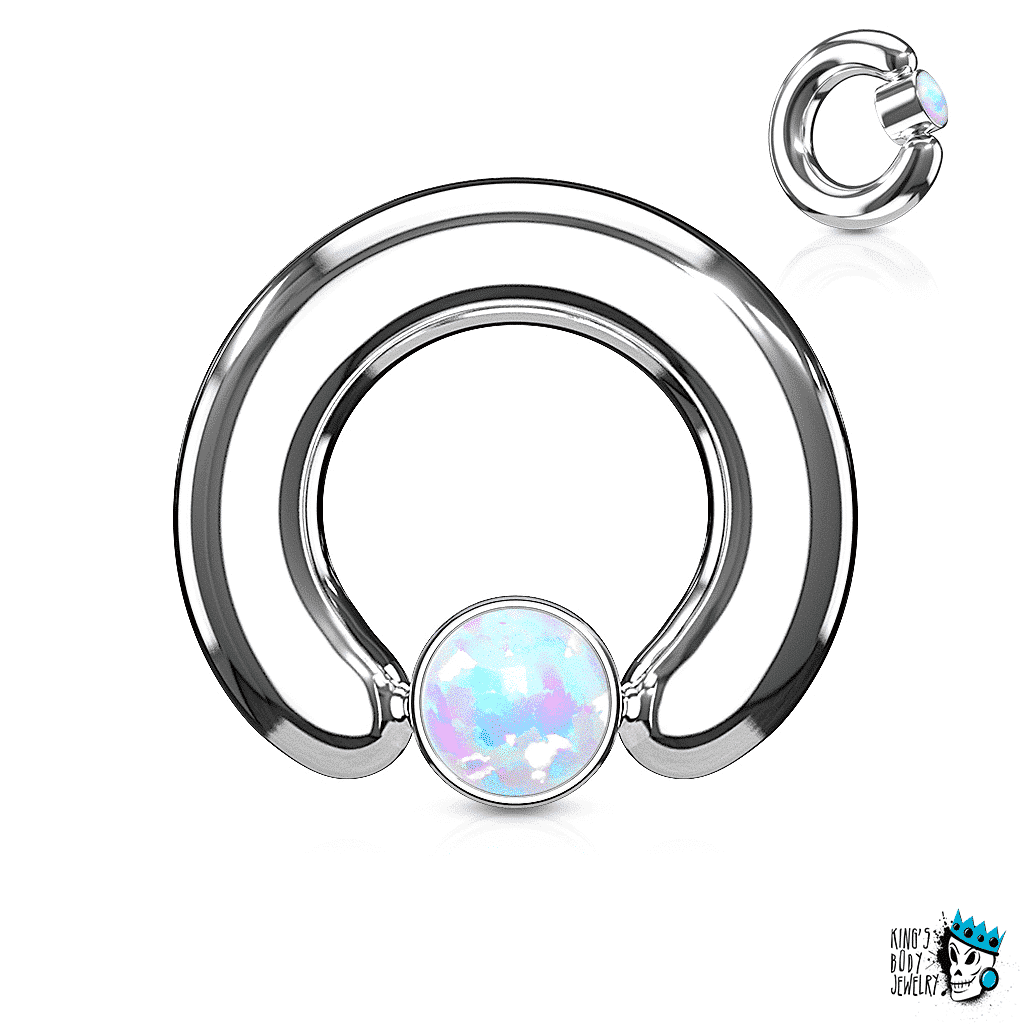 Big Opal captive bead rings (12 gauge - 2 gauge)