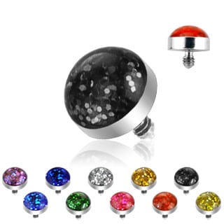 Glitter Dome Stainless Steel Set Micro Dermal Top Bulk Pack (14 gauge)