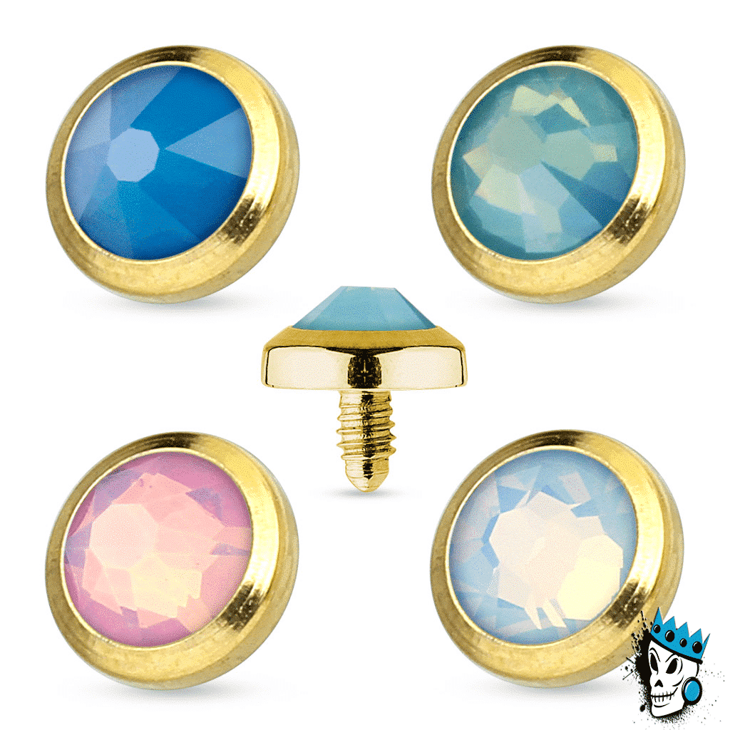 Opalite Flat Gold Set Micro Dermal Top Bulk Pack (14 gauge)