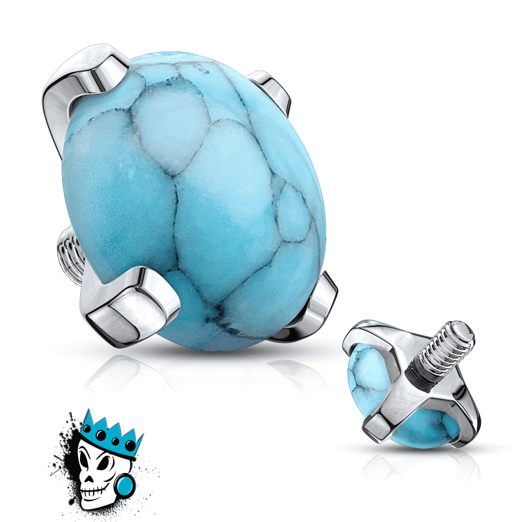 Turquoise Stone Prong Set Micro Dermal Top (14 gauge)