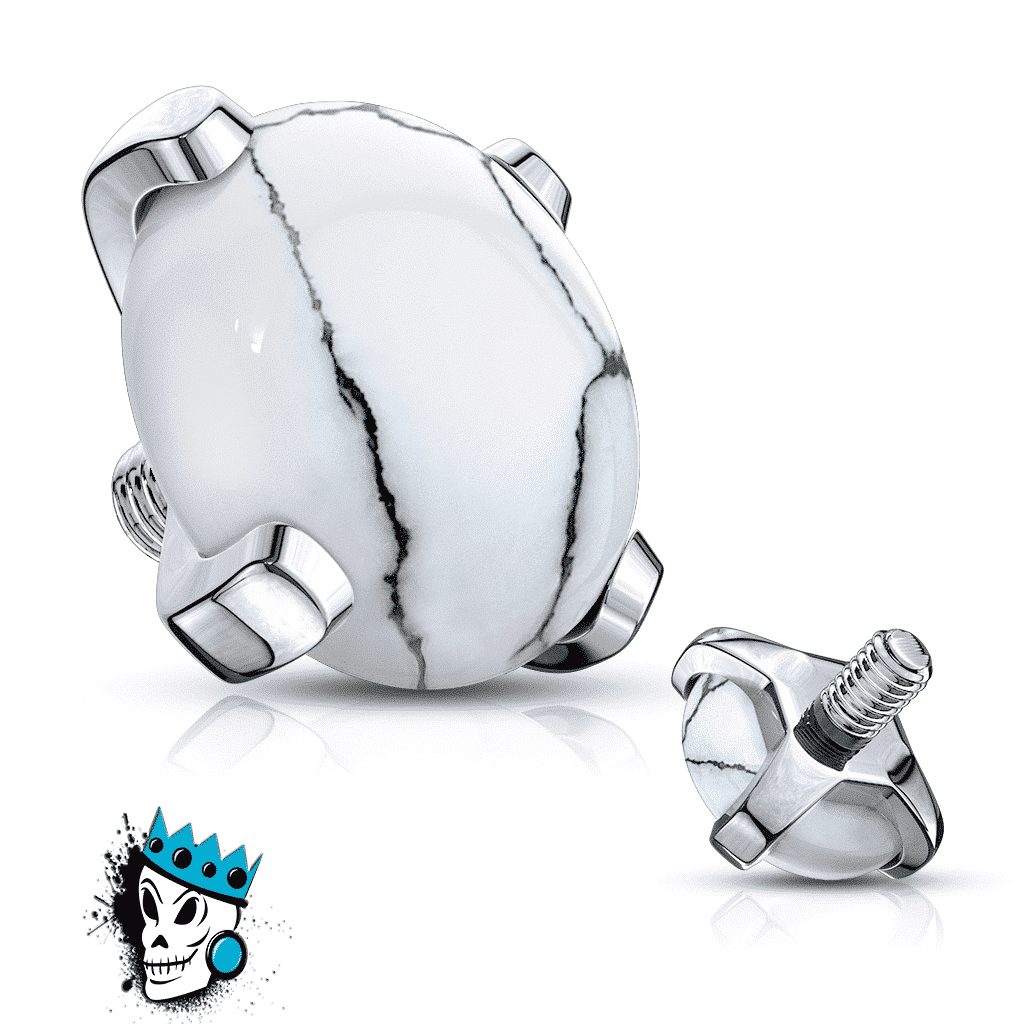 Howlite Stone Prong Set Micro Dermal Top (14 gauge)