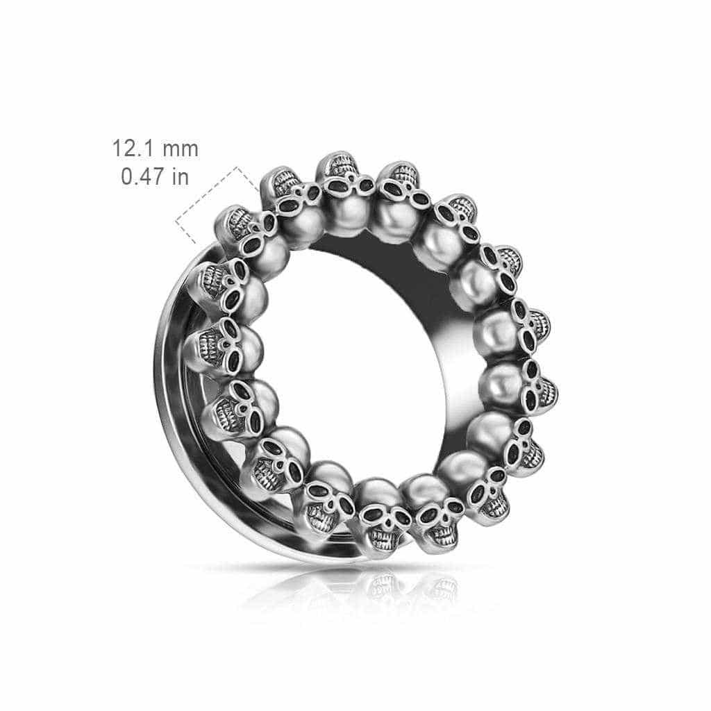 Skull Rimmed Steel Flesh Tunnels (2 gauge - 1 inch)