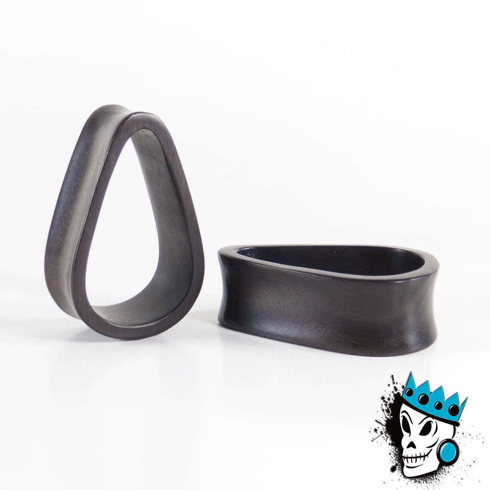 Dark Raintree Wood Teardrop Tunnels (1 gauge - 3 inch)