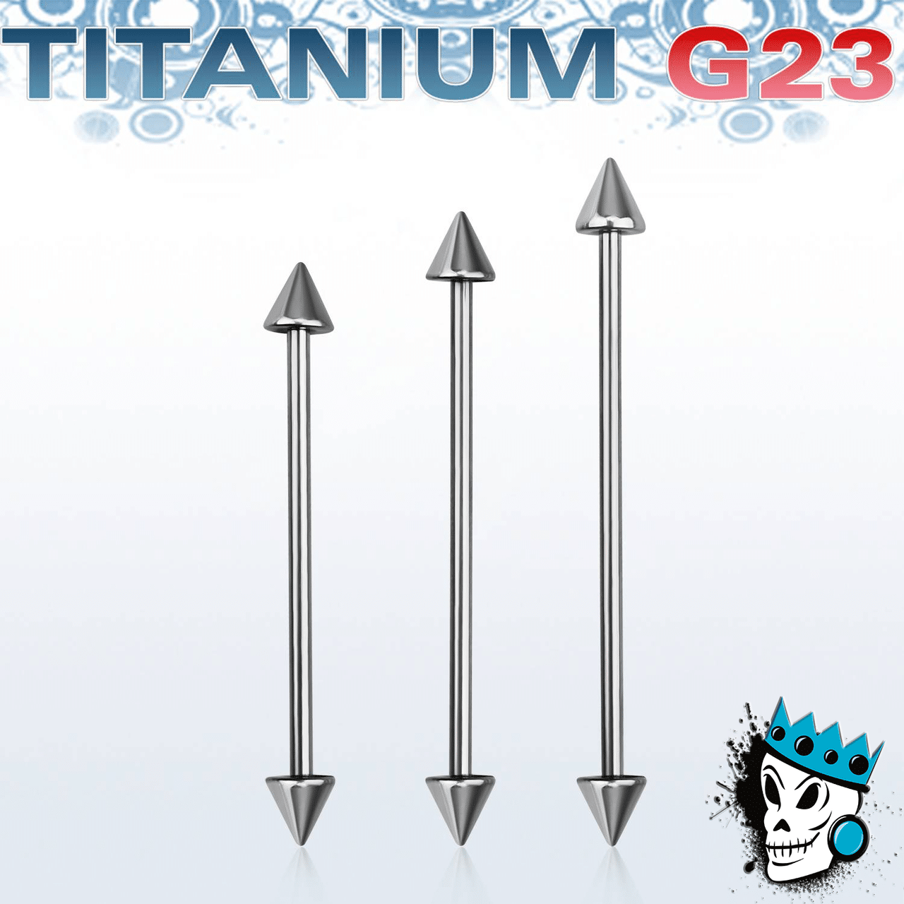 Titanium Industrial Barbell with Spike (14 gauge)