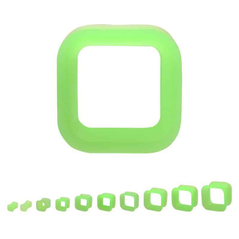 Green Square Silicone Tunnels (2 gauge - 1 inch)