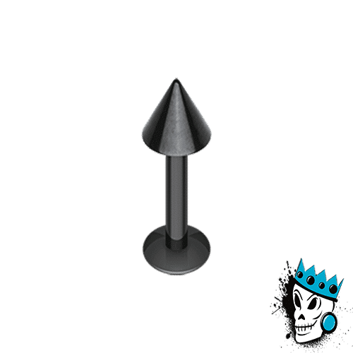 Black Labret Ring with Spike (16 gauge - 14 gauge)