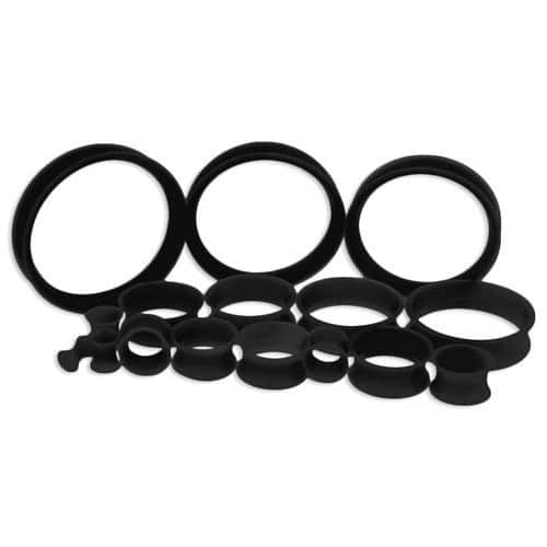 Black Silicone Thin Tunnels (6 gauge - 2 inch)