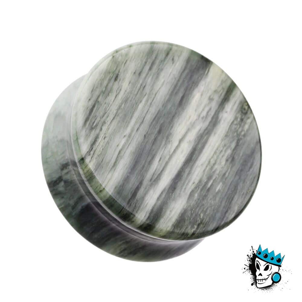 Green Jasper Double Flare Stone Plugs (2 gauge - 1 inch)