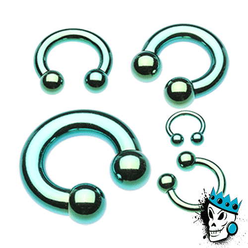 Green Steel Circular Barbells (18 gauge - 0 gauge)