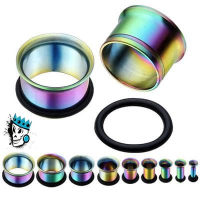 Multicolored Single Flare Steel Tunnels (14 gauge - 1 inch)