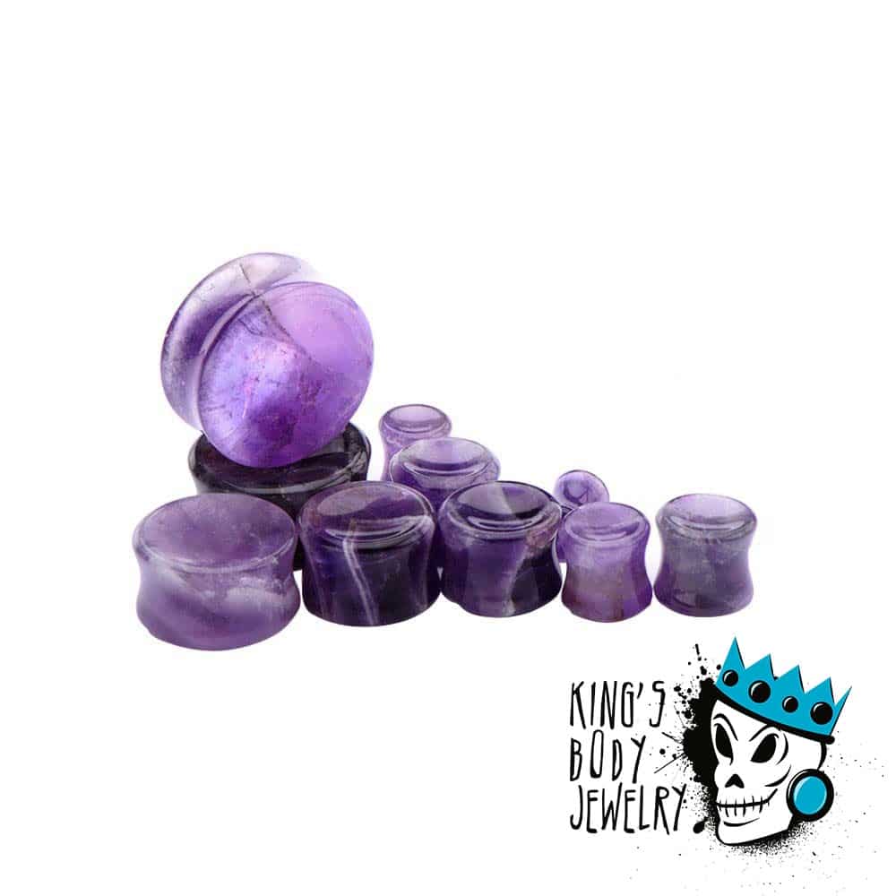 Amethyst Double Flare Stone Plugs (8 gauge - 1 3/8 inch)