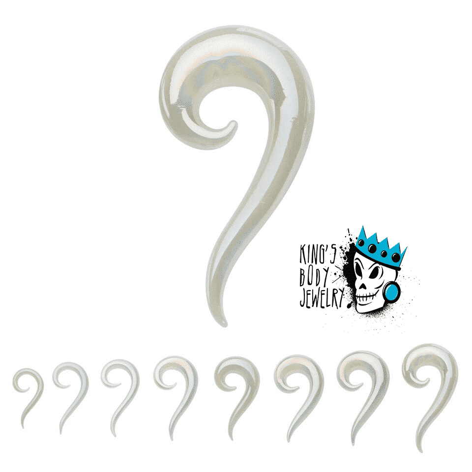 Metallic White Marbleized Glass Spiral Tails (4 gauge - 1/2 inch)