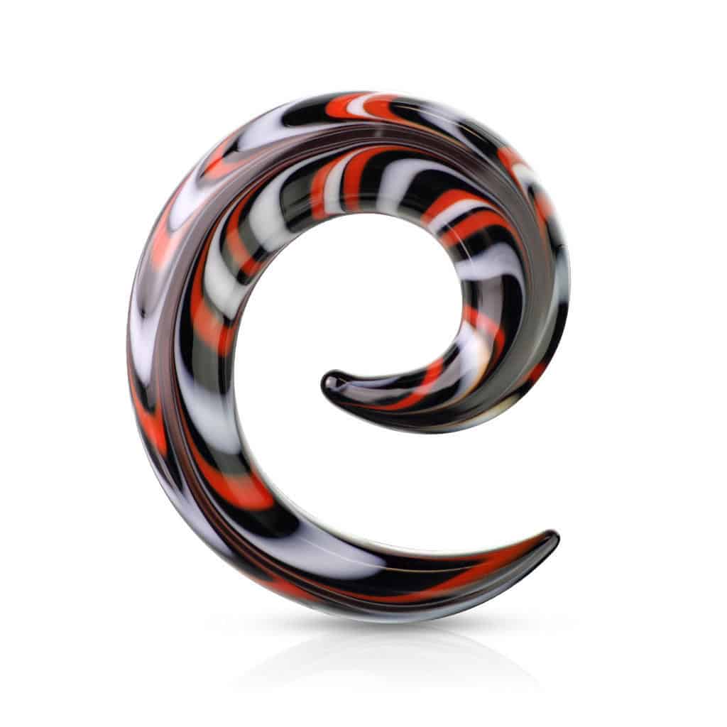 Black, Red, and White Glass Spirals (4 gauge - 5/8 inch)