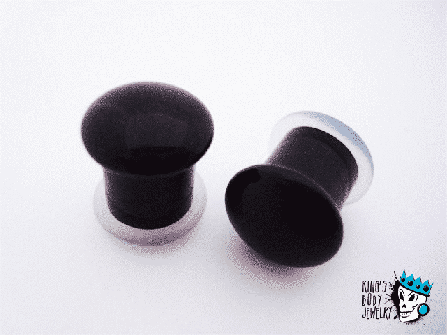 Black Agate Single Flare Stone Plugs (6 guage - 9/16 inch)