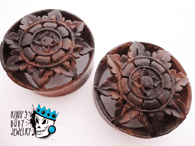 Black Areng Wood Big Flower Tunnels (15/16 inch & 34 mm)