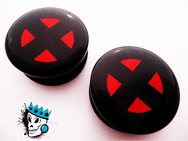 Black X-Men Marvel Flesh Tunnels (2 gauge - 1 inch)