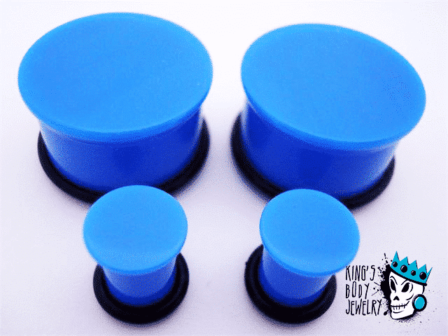 Blue Acrylic Single Flare Plugs (10 gauge - 1 inch)