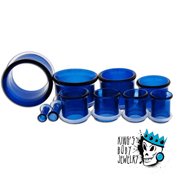 Blue Pyrex Glass Single Flare Eyelets (8 gauge - 1 inch)