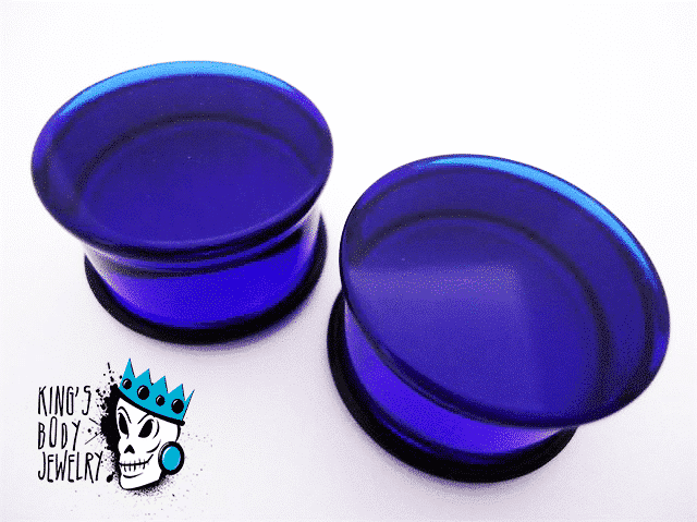 Dark Blue Acrylic Single Flare Plugs (8 gauge - 1 inch)