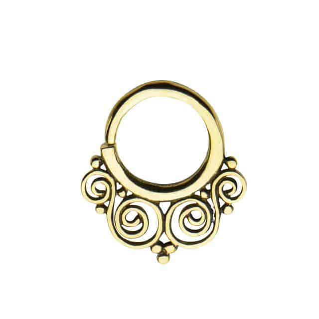 Brass Filigree Septum Ring (14 gauge)