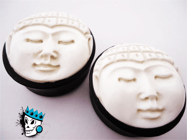 Carved Buddha Face Plugs (7/16 inch - 31 mm)
