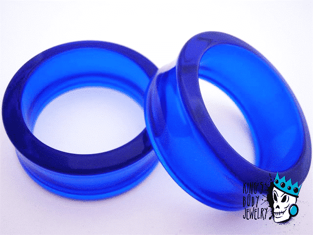 Blue Acrylic Double Flare Tunnels (10 gauge - 2 inch)