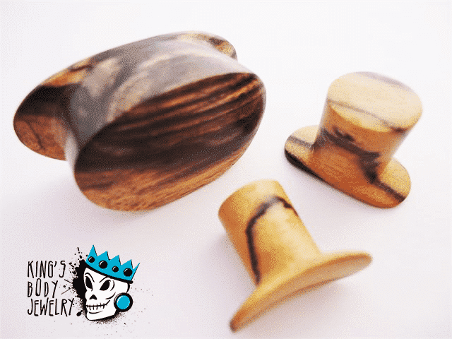 Diablo Organics Round Tiger Ebony Wood Labret Ring (0 gauge - 1 inch)